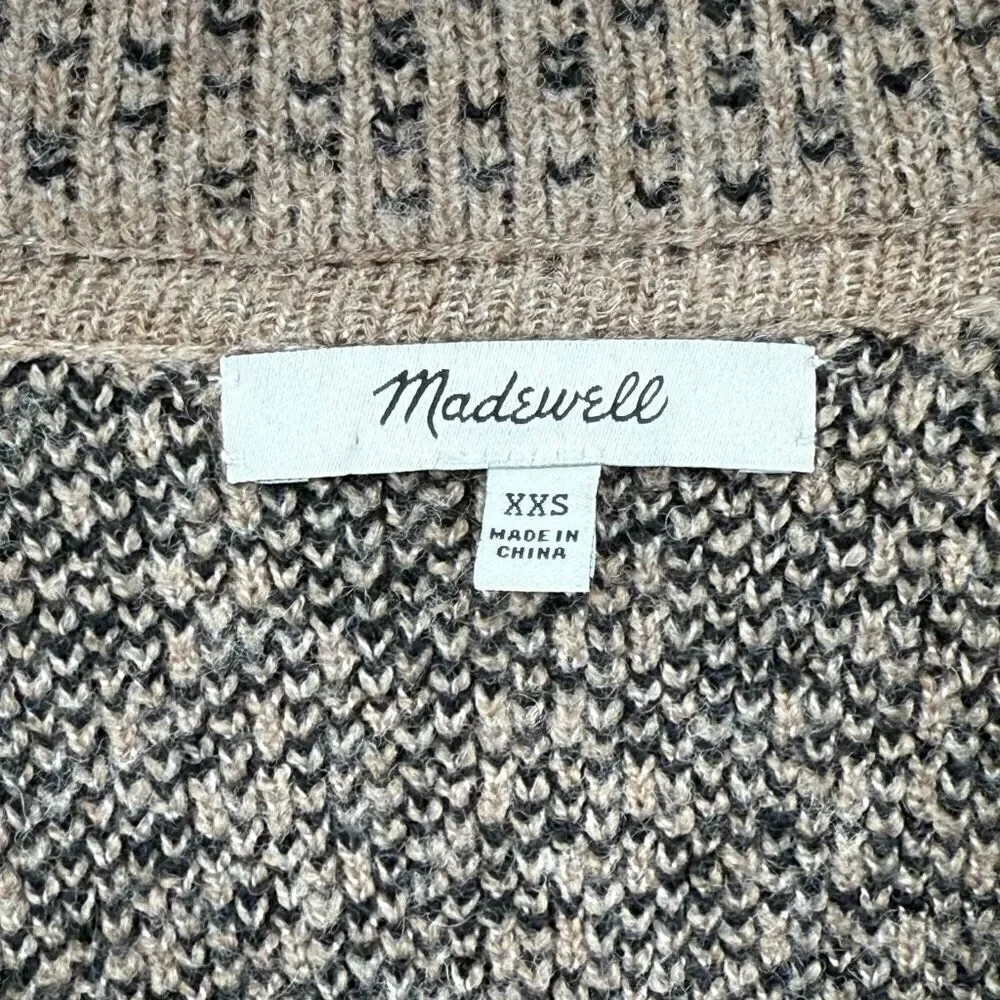 Madewell Bird's‎ Eye Sweater Coat Coziest Yarn Heather Cedar Tan XXS Oversized